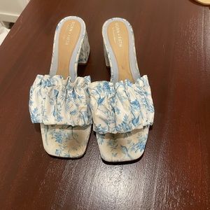 Born on fifth grand millennial style toile mule block heels